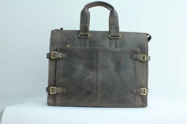 2Vintage Leather Office Bag - Expandable Attaché 2