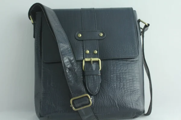 Black Crocodile Texture Leather Crossbody Bag for Men 10 Black Crocodile Texture Leather Crossbody Bag for Men 10