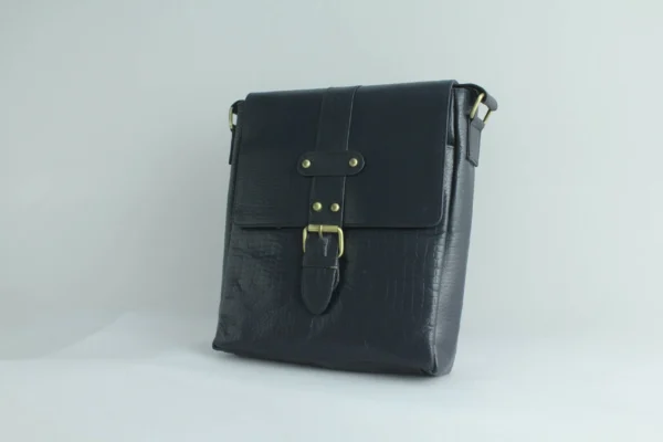 Black Crocodile Texture Leather Crossbody Bag for Men 2 Black Crocodile Texture Leather Crossbody Bag for Men 2