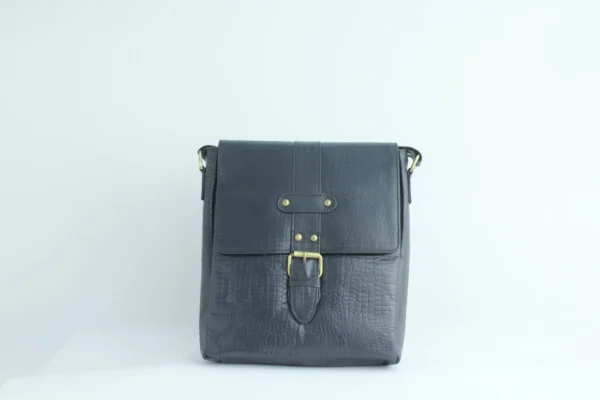 Black Crocodile Texture Leather Crossbody Bag for Men 3 Black Crocodile Texture Leather Crossbody Bag for Men 3