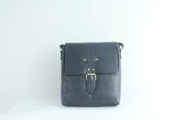 Black Crocodile Texture Leather Crossbody Bag for Men 6 Black Crocodile Texture Leather Crossbody Bag for Men 6