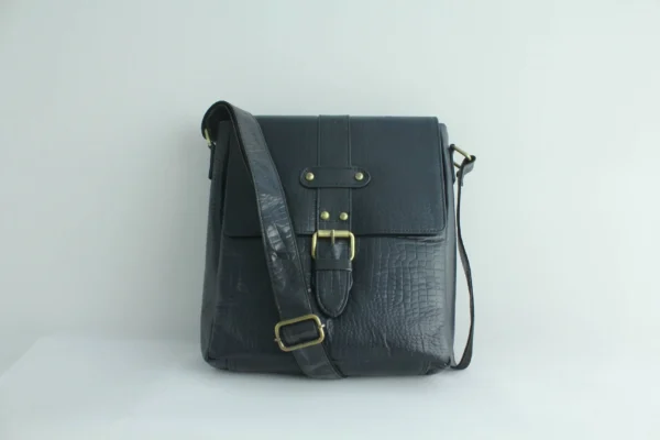 Black Crocodile Texture Leather Crossbody Bag for Men 9 Black Crocodile Texture Leather Crossbody Bag for Men 9