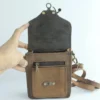 Black Handmade Leather Camera Satchel with Antique Lock 10