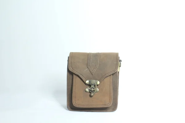 Black Handmade Leather Camera Satchel with Antique Lock 3