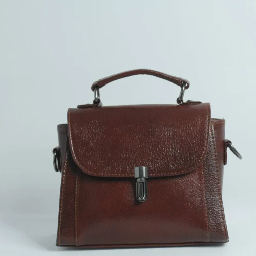 Brown Handmade Leather Mini Satchel Bag for Women 1