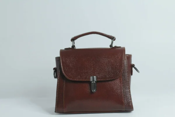 Brown Handmade Leather Mini Satchel Bag for Women 1