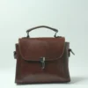 Brown Handmade Leather Mini Satchel Bag for Women 2