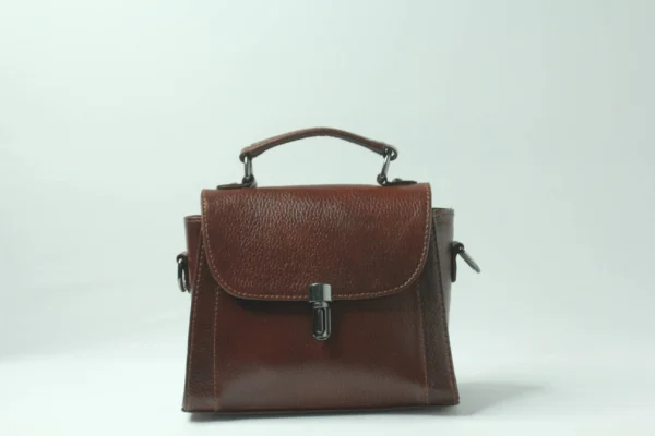 Brown Handmade Leather Mini Satchel Bag for Women 2