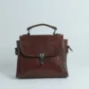 Brown Handmade Leather Mini Satchel Bag for Women 4