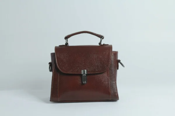 Brown Handmade Leather Mini Satchel Bag for Women 4