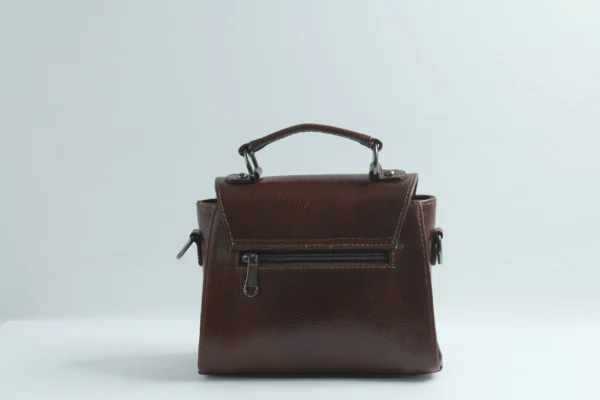 Brown Handmade Leather Mini Satchel Bag for Women 5