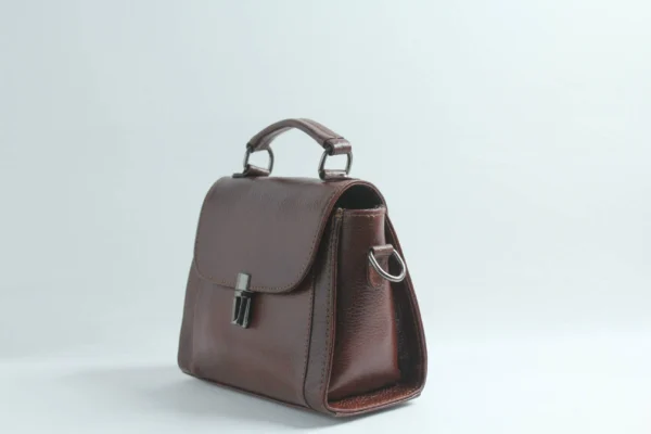 Brown Handmade Leather Mini Satchel Bag for Women 7