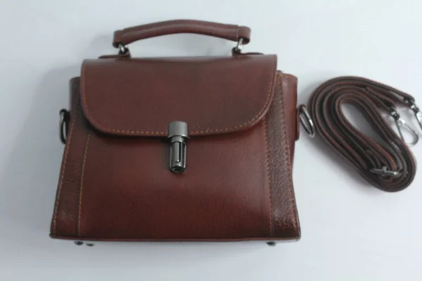 Brown Handmade Leather Mini Satchel Bag for Women 8