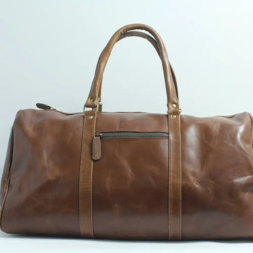 Classic Leather Barrel Duffel Bag for Men 1