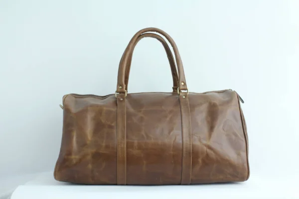 Classic Leather Barrel Duffel Bag for Men 4