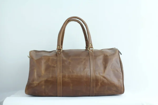 Classic Leather Barrel Duffel Bag for Men 5