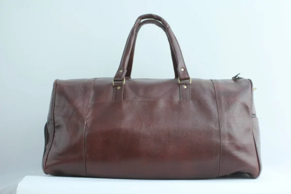 Classic Leather Travel Duffel Bag with Buckle Flap for Men 2