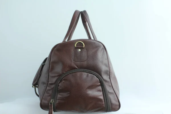 Classic Leather Travel Duffel Bag with Buckle Flap for Men 4