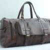 Classic Leather Travel Duffel Bag with Buckle Flap for Men 5