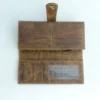 Distressed Tan Leather Long Wallet with Contrast-Stitched Panel 3