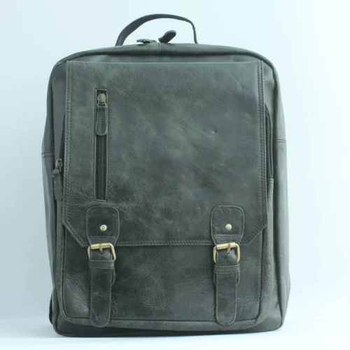 Genuine Leather Office Backpack – Front Buckle Design 1