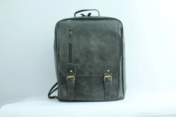 Genuine Leather Office Backpack – Front Buckle Design 3