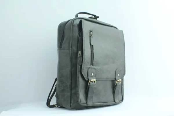 Genuine Leather Office Backpack – Front Buckle Design 6