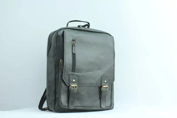 Genuine Leather Office Backpack – Front Buckle Design 7
