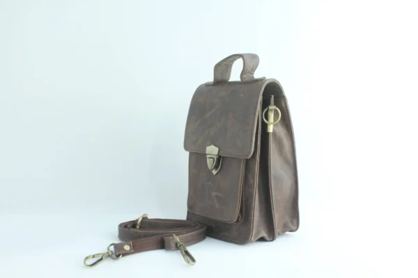 Handcrafted Full Grain Leather Mini Satchel Crossbody Bag 2