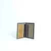 Handcrafted Grey Leather Card Wallet with Multicolour Patchwork Interior 1
