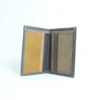 Handcrafted Grey Leather Card Wallet with Multicolour Patchwork Interior 2