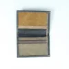Handcrafted Grey Leather Card Wallet with Multicolour Patchwork Interior 3