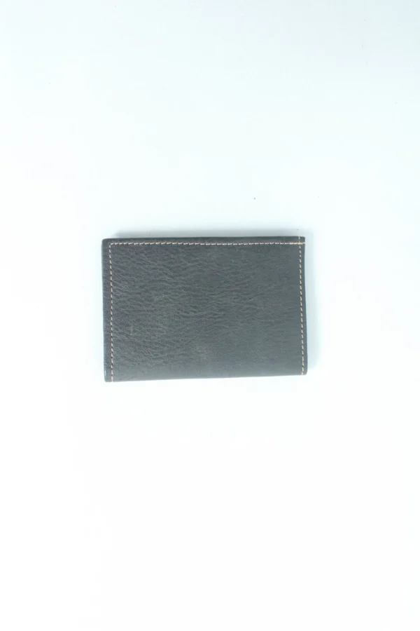 Handcrafted Grey Leather Card Wallet with Multicolour Patchwork Interior 5