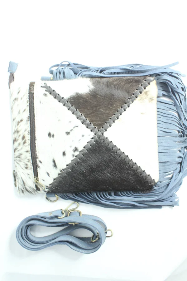 Handcrafted Hairon Leather Fringe Crossbody Bag for Women 2