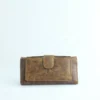Handcrafted Tan-Brown Leather Trifold Clutch Wallet with Buckle Strap 2