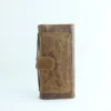 Handcrafted Tan-Brown Leather Trifold Clutch Wallet with Buckle Strap 3