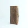 Handcrafted Tan-Brown Leather Trifold Clutch Wallet with Buckle Strap 4