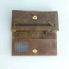 Handcrafted Tan-Brown Leather Trifold Clutch Wallet with Buckle Strap 5