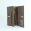 Handcrafted Tan-Brown Leather Trifold Clutch Wallet with Buckle Strap 6