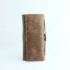 Handcrafted Tan-Brown Leather Trifold Clutch Wallet with Buckle Strap 7