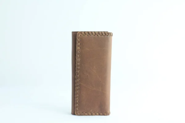 Handcrafted Whipstitch Leather Trifold Wallet Clutch 2