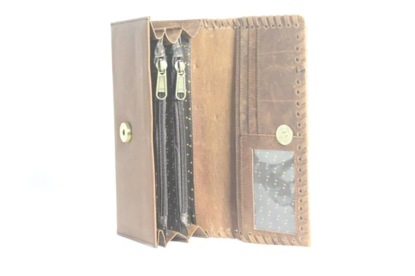 Handcrafted Whipstitch Leather Trifold Wallet Clutch 5