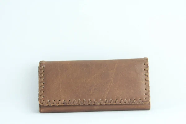 Handcrafted Whipstitch Leather Trifold Wallet Clutch 7