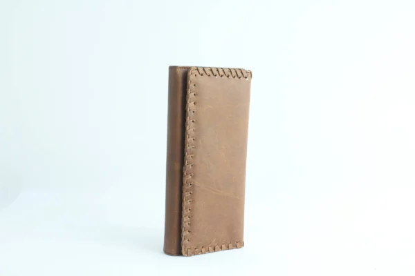 Handcrafted Whipstitch Leather Trifold Wallet Clutch 9