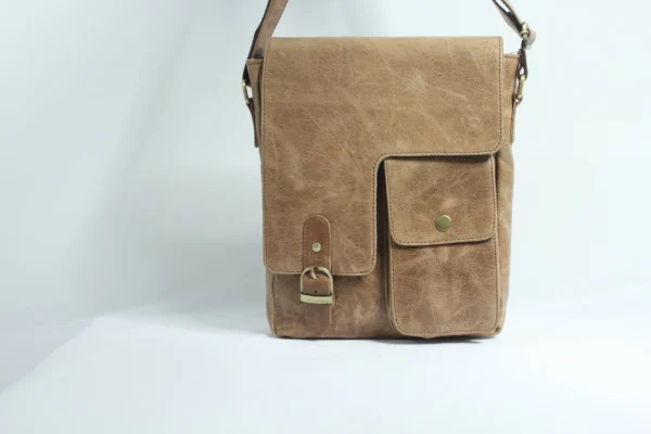 Leather Crossbody Sling Bag for Men – Vintage Buckle Flap 4