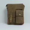 Leather Crossbody Sling Bag for Men – Vintage Buckle Flap Distressed Tan 1