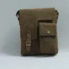 Leather Crossbody Sling Bag for Men – Vintage Buckle Flap Distressed Tan 2