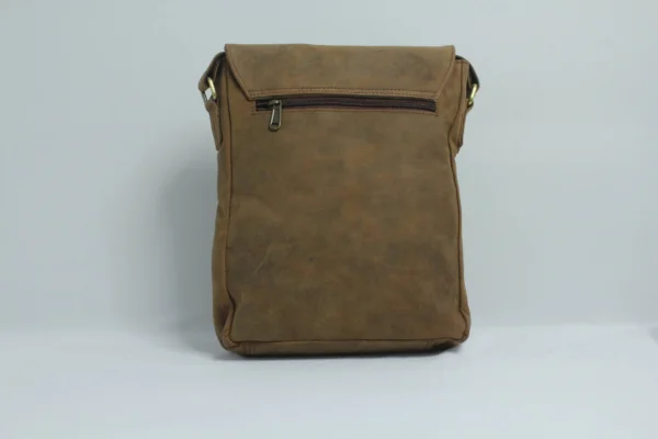 Leather Crossbody Sling Bag for Men – Vintage Buckle Flap Distressed Tan 5