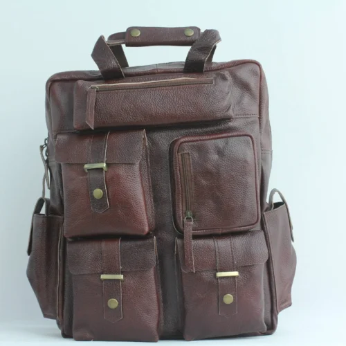 Rugged Leather Cargo Backpack for Men 1