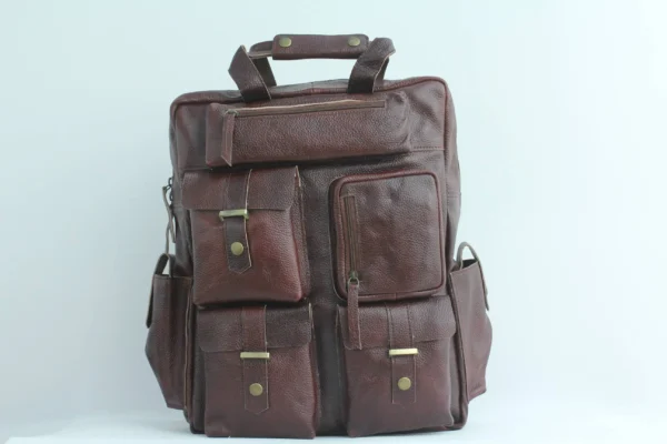 Rugged Leather Cargo Backpack for Men 1